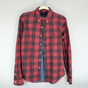 Ralph Lauren Plaid Red Checkered Lined Men's Classic Untucked Fit M
